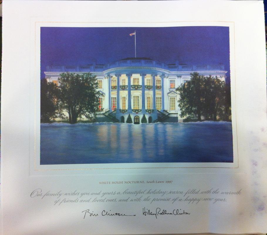 Bill Clinton White House Christmas Gift Print 1997