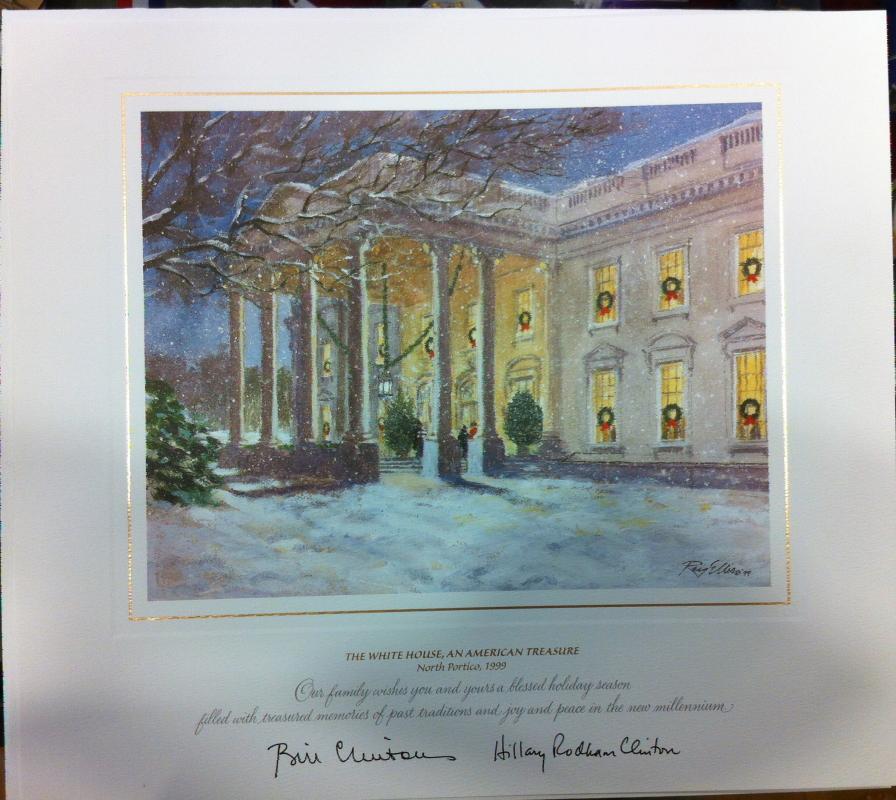 Bill Clinton White House Christmas Gift Print 1999