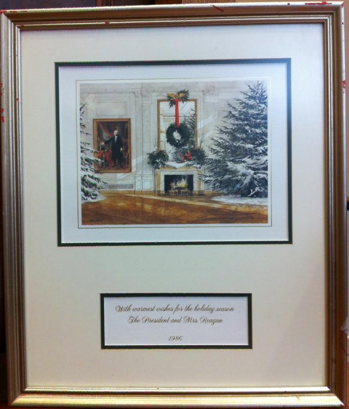 Ronald Reagan White House Christmas Card Gift Print 1986