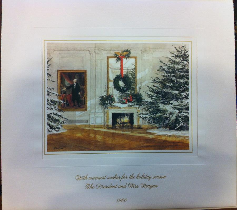 Ronald Reagan White House Christmas Card Gift Print 1986