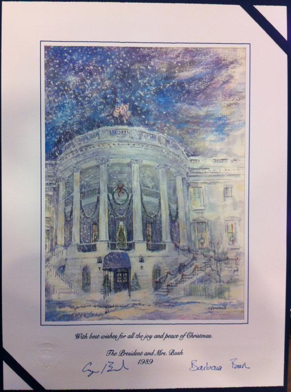 George Bush Sr White House Christmas Gift Print 1989