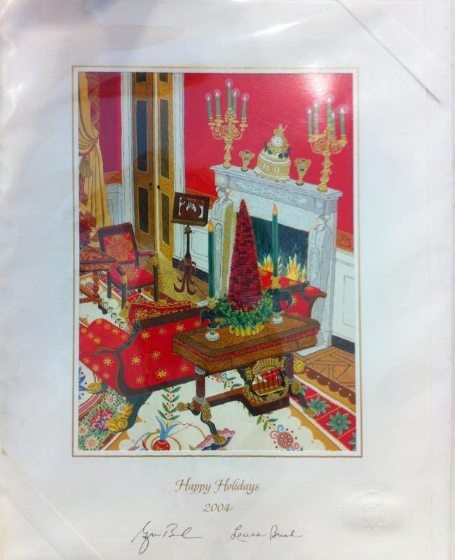 George W Bush White House Christmas Gift Print 2004