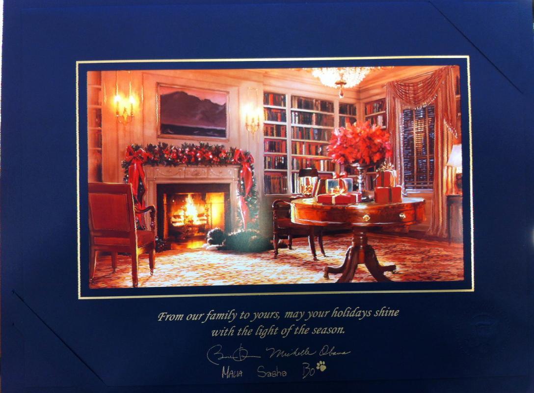 Barack Obama White House Christmas Gift Print 2011