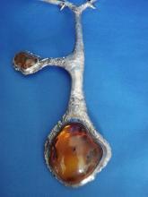 MASSIVE Vintage Necklace AMBER 1960's Designer Baltic Amber and Sterling Silver Neck Piece / Necklace