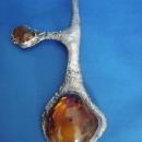 MASSIVE Vintage Necklace AMBER 1960's Designer Baltic Amber and Sterling Silver Neck Piece / Necklace