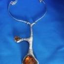 MASSIVE Vintage Necklace AMBER 1960's Designer Baltic Amber and Sterling Silver Neck Piece / Necklace
