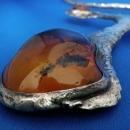 MASSIVE Vintage Necklace AMBER 1960's Designer Baltic Amber and Sterling Silver Neck Piece / Necklace