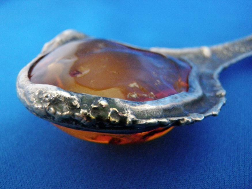 MASSIVE Vintage Necklace AMBER 1960's Designer Baltic Amber and Sterling Silver Neck Piece / Necklace