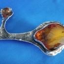 MASSIVE Vintage Necklace AMBER 1960's Designer Baltic Amber and Sterling Silver Neck Piece / Necklace