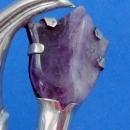 HUGE Taxco Sterling Silver Brooch 1940's Repousse Leaf and Amethyst Flower Brooch Pin