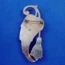 HUGE Taxco Sterling Silver Brooch 1940's Repousse Leaf and Amethyst Flower Brooch Pin