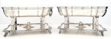 Antique English Silver Heated Buffet Servers Serving Dishes Elegant Scalloped, Scroll Work