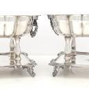 Antique English Silver Heated Buffet Servers Serving Dishes Elegant Scalloped, Scroll Work