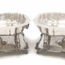 Antique English Silver Heated Buffet Servers Serving Dishes Elegant Scalloped, Scroll Work