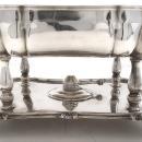 Antique English Silver Heated Buffet Servers Serving Dishes Elegant Scalloped, Scroll Work