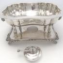 Antique English Silver Heated Buffet Servers Serving Dishes Elegant Scalloped, Scroll Work