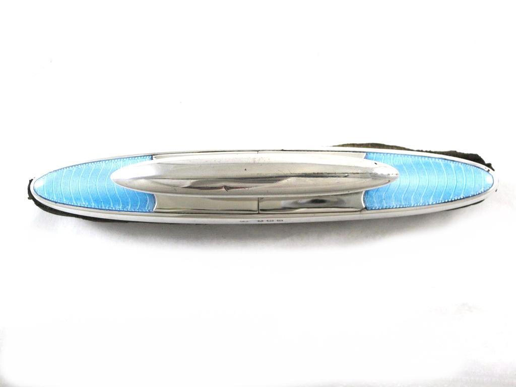 Art Deco English Sterling & Guilloche Enamel Vanity Dresser Set and Swivel Mirror