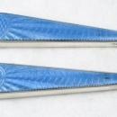 Art Deco English Sterling & Guilloche Enamel Vanity Dresser Set and Swivel Mirror