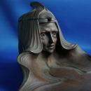 Jugendstill Vienna Bronze Women's Head Inkwell Pen Tray