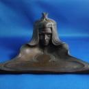 Jugendstill Vienna Bronze Women's Head Inkwell Pen Tray