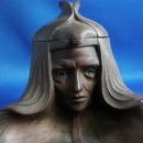 Jugendstill Vienna Bronze Women's Head Inkwell Pen Tray
