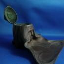 Jugendstill Vienna Bronze Women's Head Inkwell Pen Tray