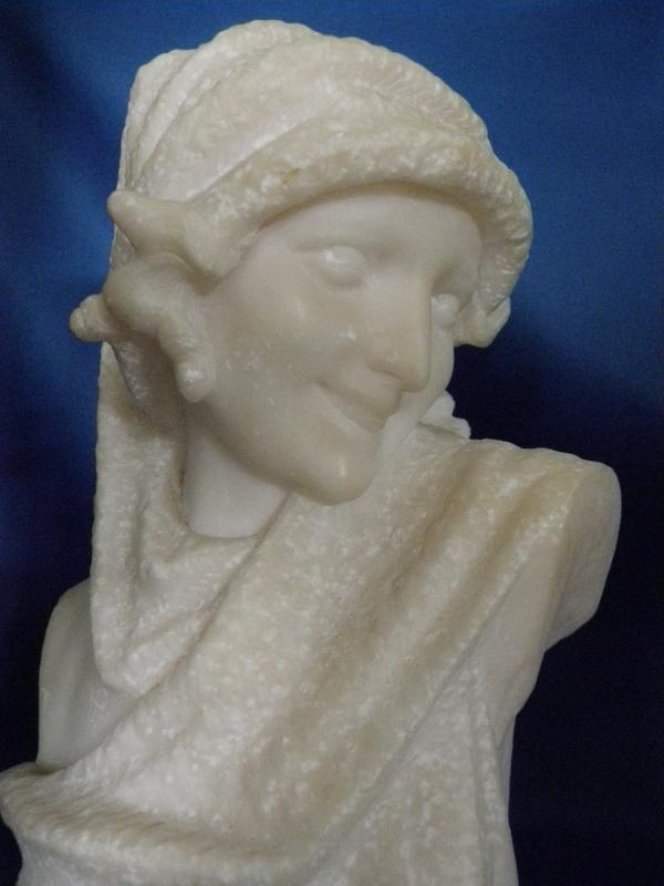 Art Deco Flapper Lady Italian Marble Sculpture c. 1920's Sg'd