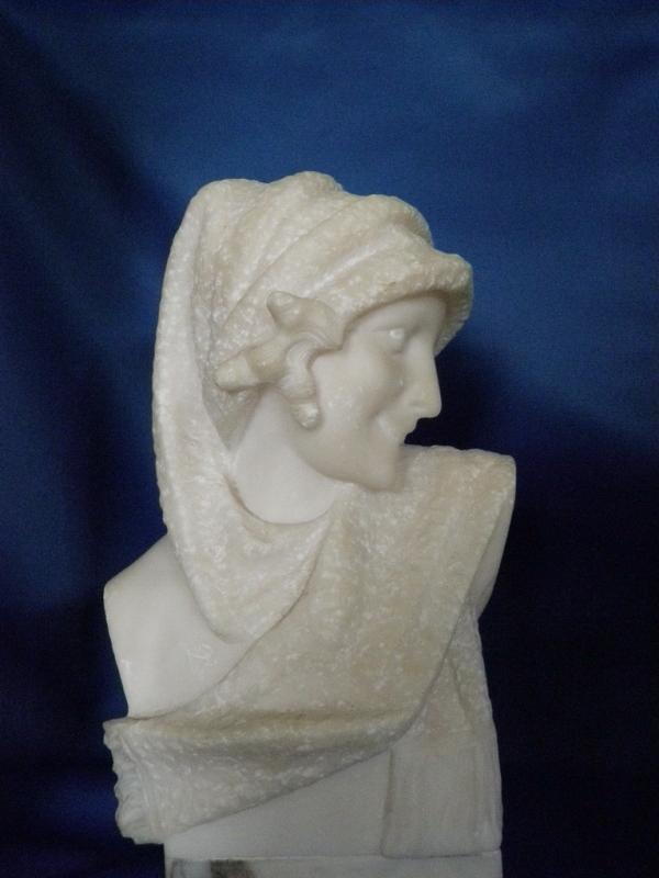 Art Deco Flapper Lady Italian Marble Sculpture c. 1920's Sg'd