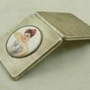 Art Deco Sterling Silver Vargas Girl Porcelain Cigarette Case Holder Halllmarked
