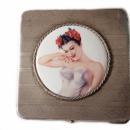 Art Deco Sterling Silver Vargas Girl Porcelain Cigarette Case Holder Halllmarked