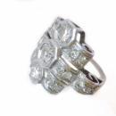 High Art Deco Custom Ring Platinum and Euro Cut Diamonds