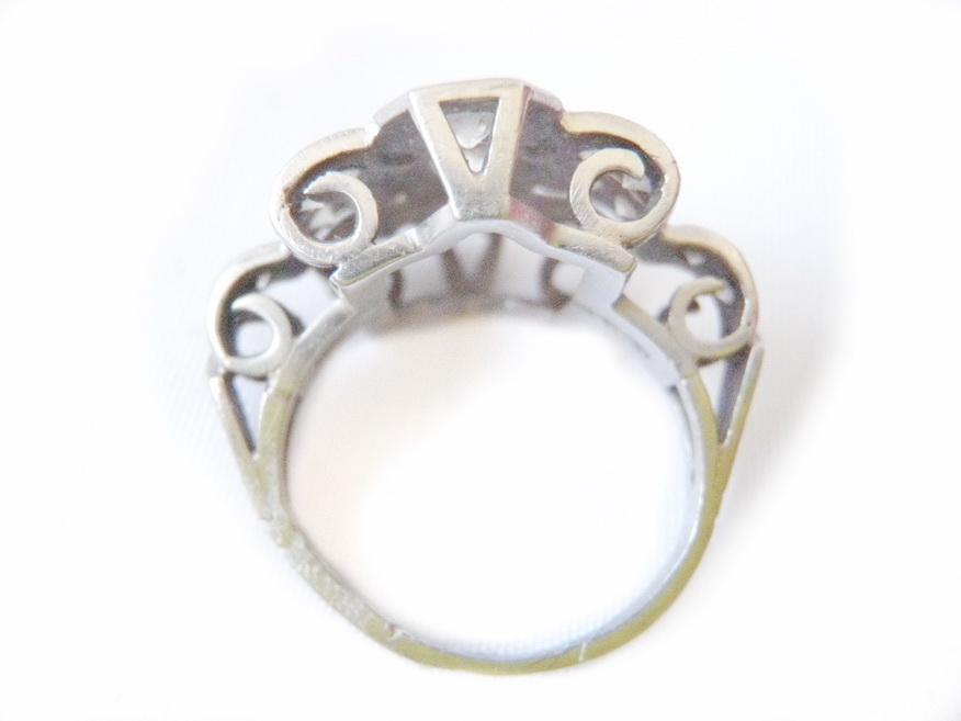 High Art Deco Custom Ring Platinum and Euro Cut Diamonds