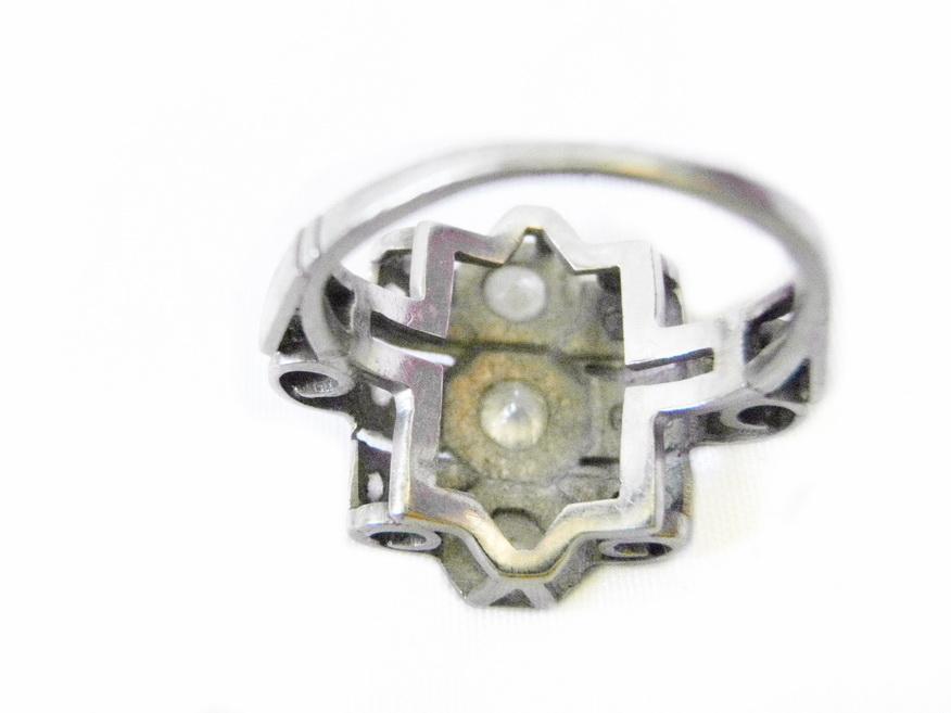 High Art Deco Custom Ring Platinum and Euro Cut Diamonds