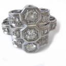 High Art Deco Custom Ring Platinum and Euro Cut Diamonds