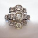 High Art Deco Custom Ring Platinum and Euro Cut Diamonds