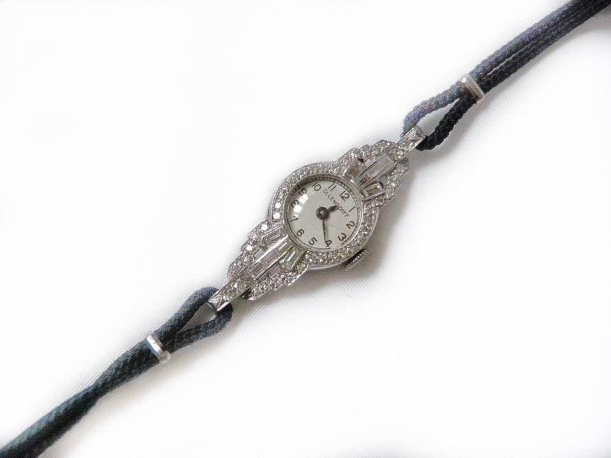 Art Deco Ollendorf Watch 1.35 Carat Diamonds and Platinum