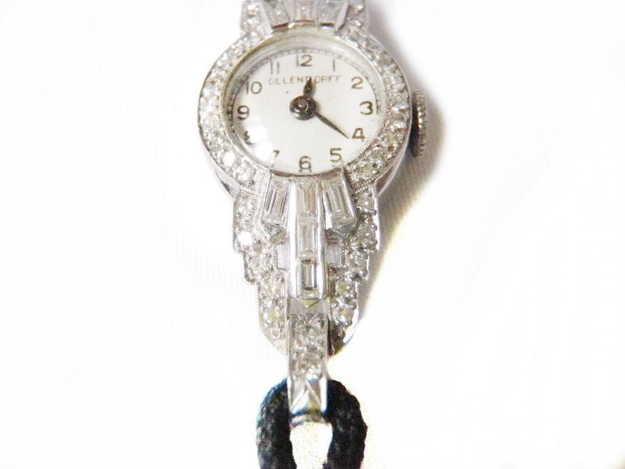 Art Deco Ollendorf Watch 1.35 Carat Diamonds and Platinum
