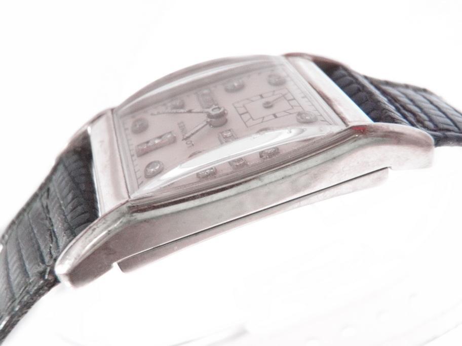 1940's Deco Longines Diamond, 14kt White Gold Watch Unisex Tank Style
