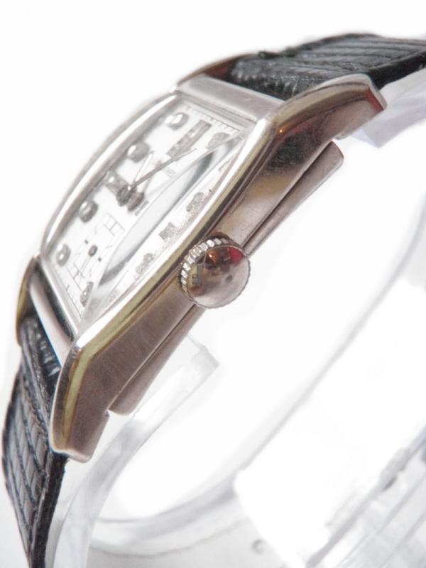 1940's Deco Longines Diamond, 14kt White Gold Watch Unisex Tank Style