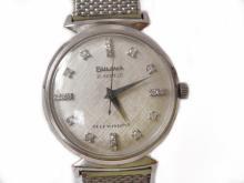 Vintage Bulova Watch Solid 14kt White Gold and Diamonds, 30 Jewel Automatic Shock Resistent