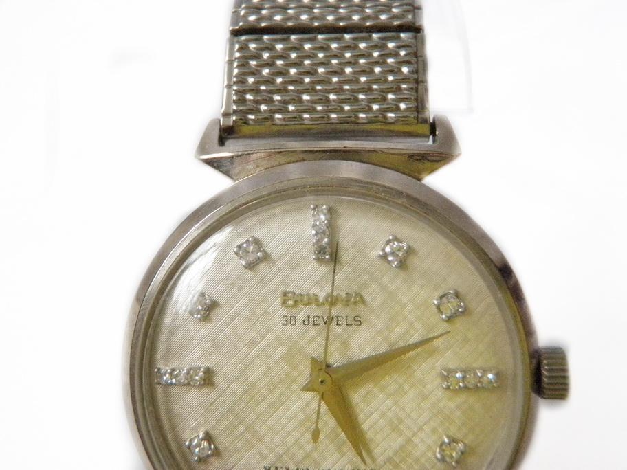Vintage Bulova Watch Solid 14kt White Gold and Diamonds, 30 Jewel Automatic Shock Resistent