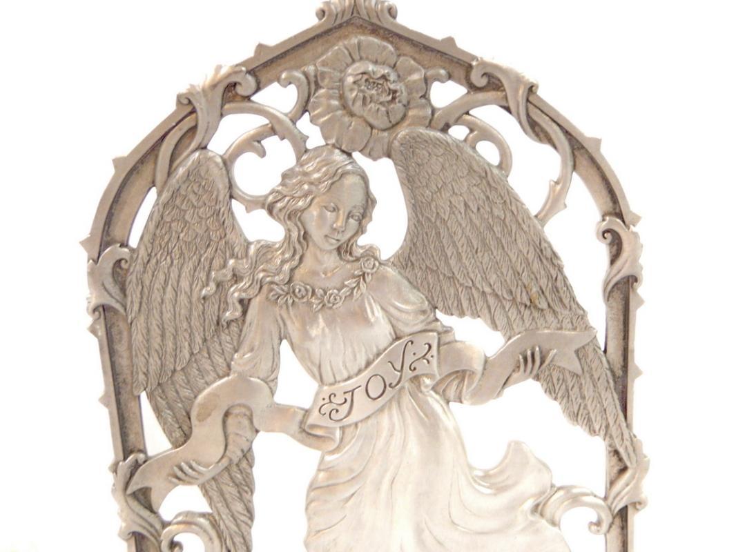 1990's Seagull Liberty Pewter Angel 'Joy' Candelabra Double Candle Holder Lighting