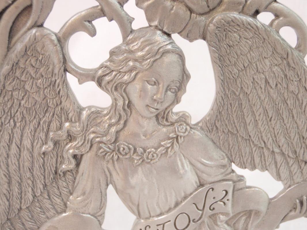 1990's Seagull Liberty Pewter Angel 'Joy' Candelabra Double Candle Holder Lighting
