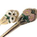 Set of 8 Birmingham Sterling Silver Enamel Demitasse Caviar Spoons Cased Turner & Simpson