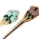 Set of 8 Birmingham Sterling Silver Enamel Demitasse Caviar Spoons Cased Turner & Simpson