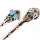 Set of 8 Birmingham Sterling Silver Enamel Demitasse Caviar Spoons Cased Turner & Simpson