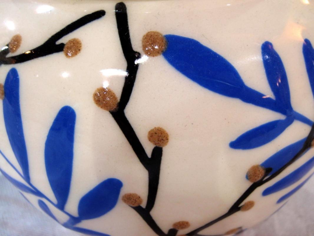 Art Deco Czech Bohemian Tea Set Hand Painted Tea Pot, Cream and Covered Sugar