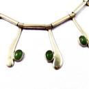 Vintage Sterling Silver Taxco Mexico Necklace Cabachon Nephrite Jade VSA Designer