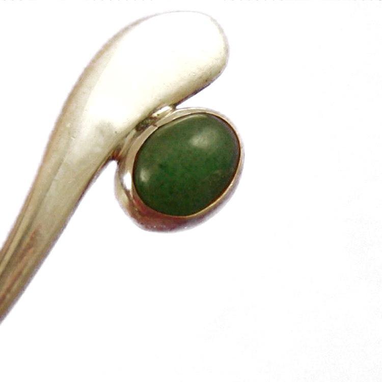 Vintage Sterling Silver Taxco Mexico Necklace Cabachon Nephrite Jade VSA Designer