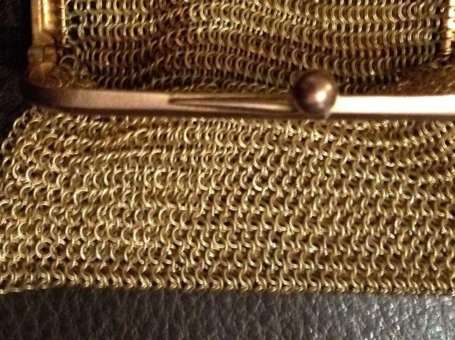 Sg'd Victorian Chatelaine Purse Solid 9t Yellow and Pink Gold Mesh Change Purse Pendant Necklace